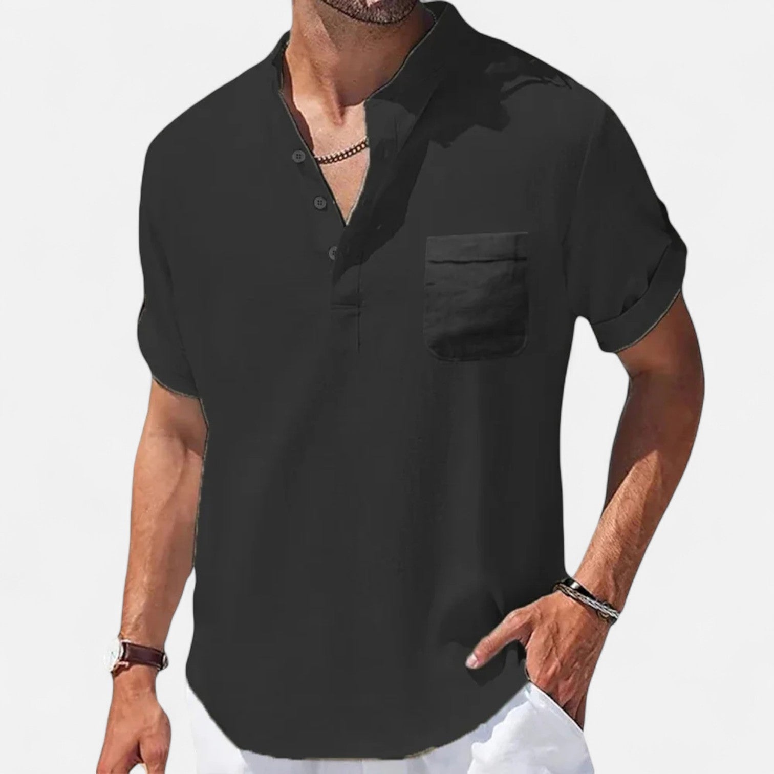 Ancienne Monde | Chemise Henley en Coton-Lin pour Homme – Essentiel Estival Aéré