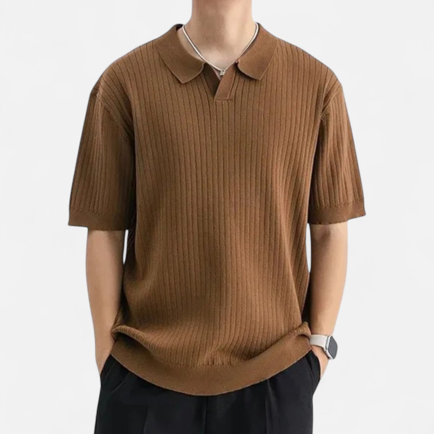 Ancienne Monde | Polo en Soie pour Homme – Manches Courtes Respirantes pour une Élégance Estivale