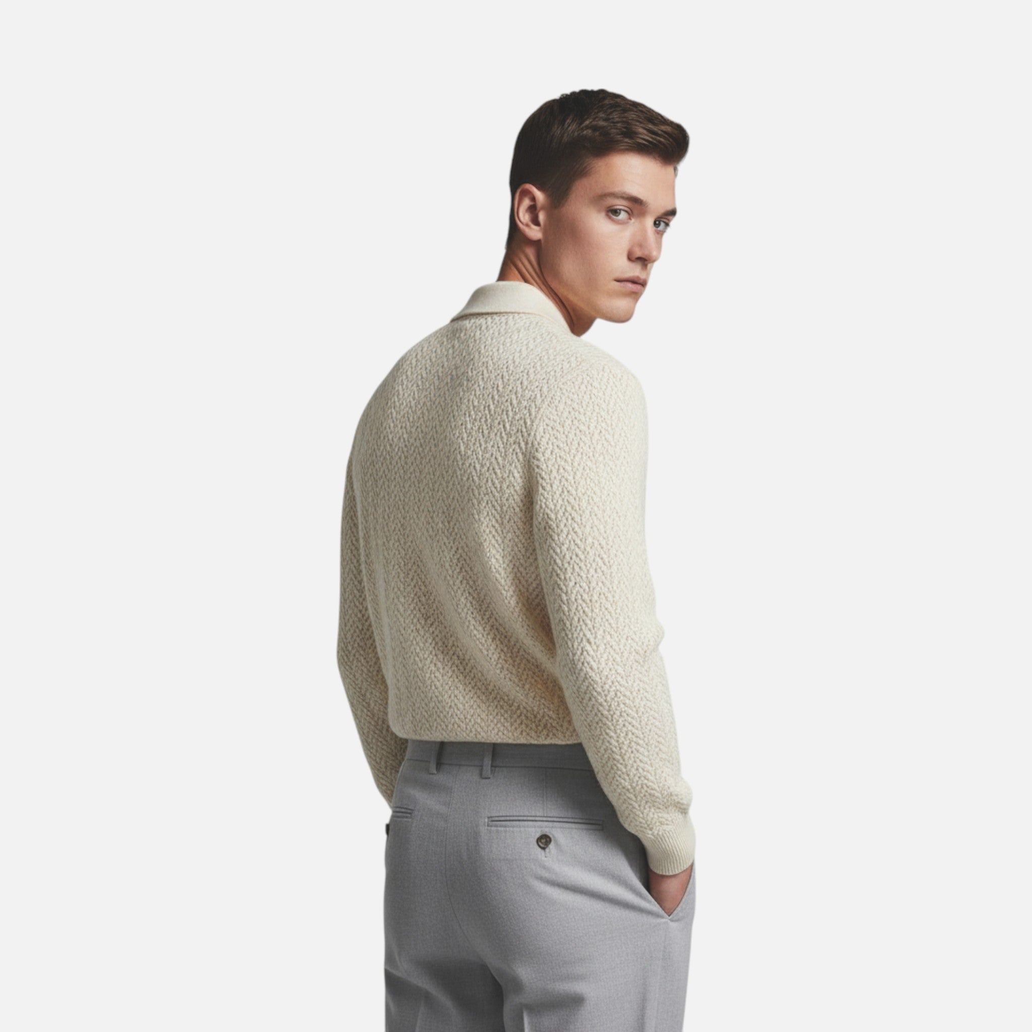 Ancienne Monde | Pull Polo en Maille à Manches Longues