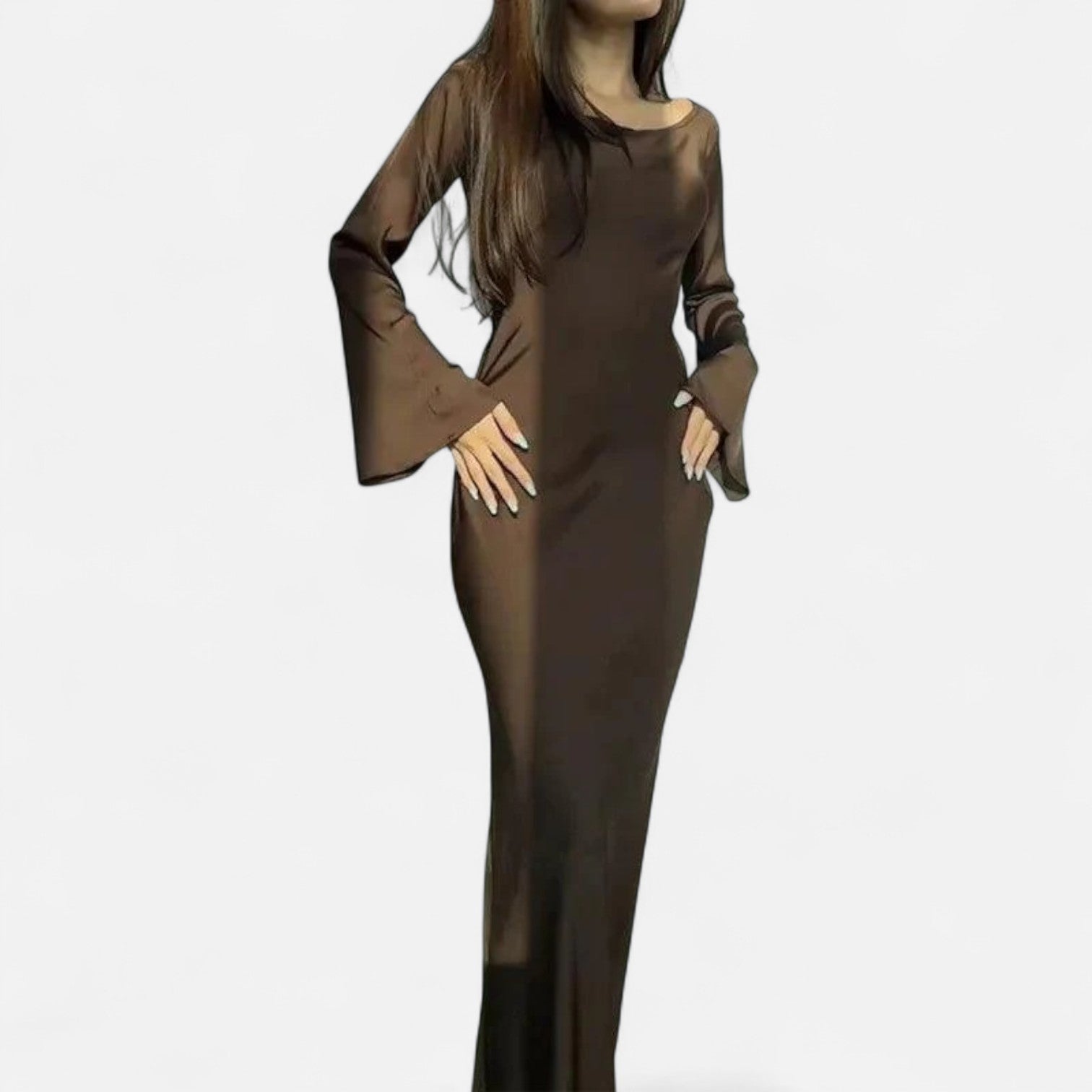 Ancienne Monde | Robe Longue pour Femme – Manches Évasées et Silhouette Fluide Pleine Longueur