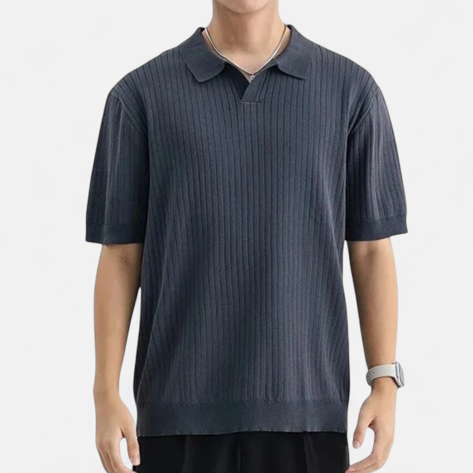 Ancienne Monde | Polo en Soie pour Homme – Manches Courtes Respirantes pour une Élégance Estivale