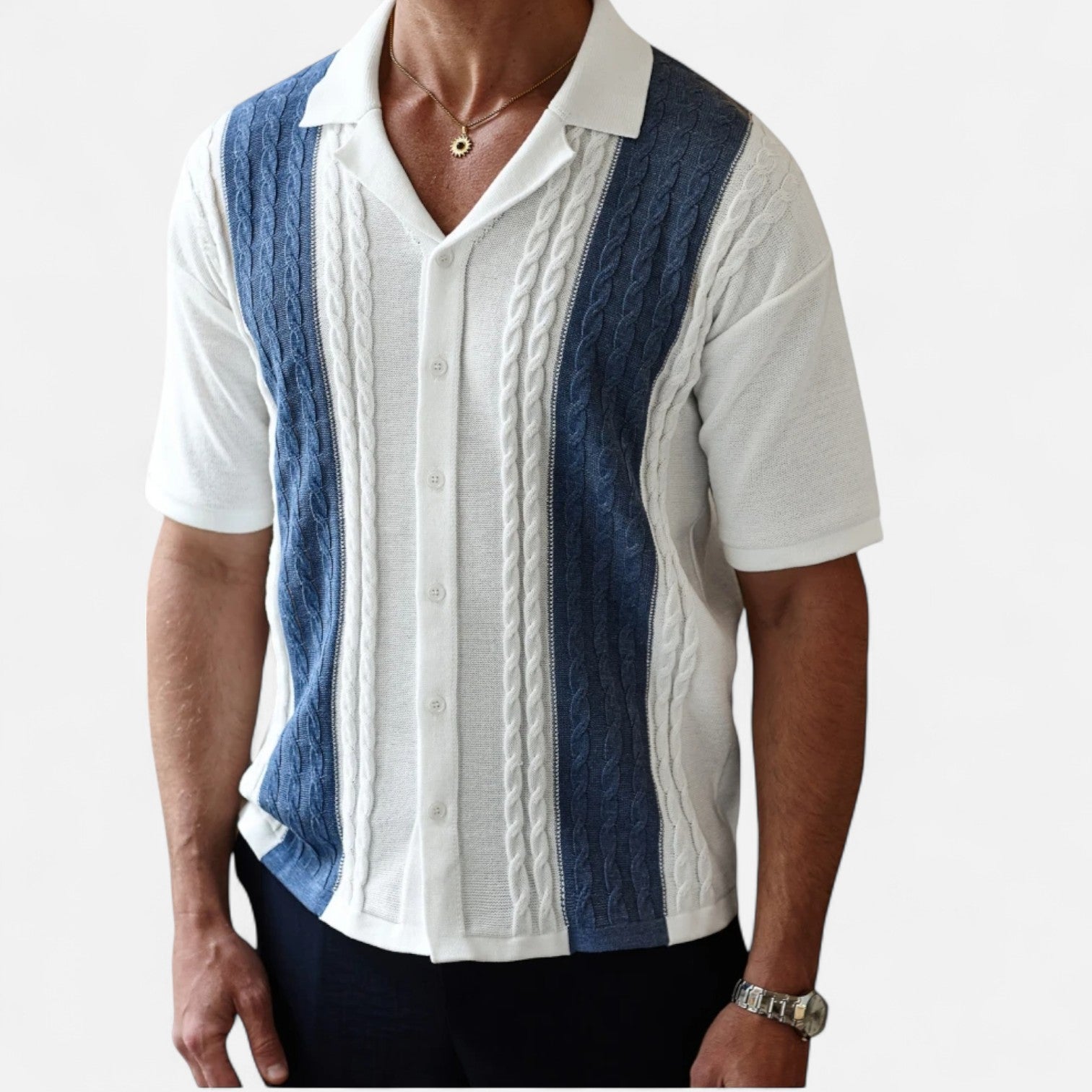 Ancienne Monde | Polo Estival Rayé en Maille pour Homme