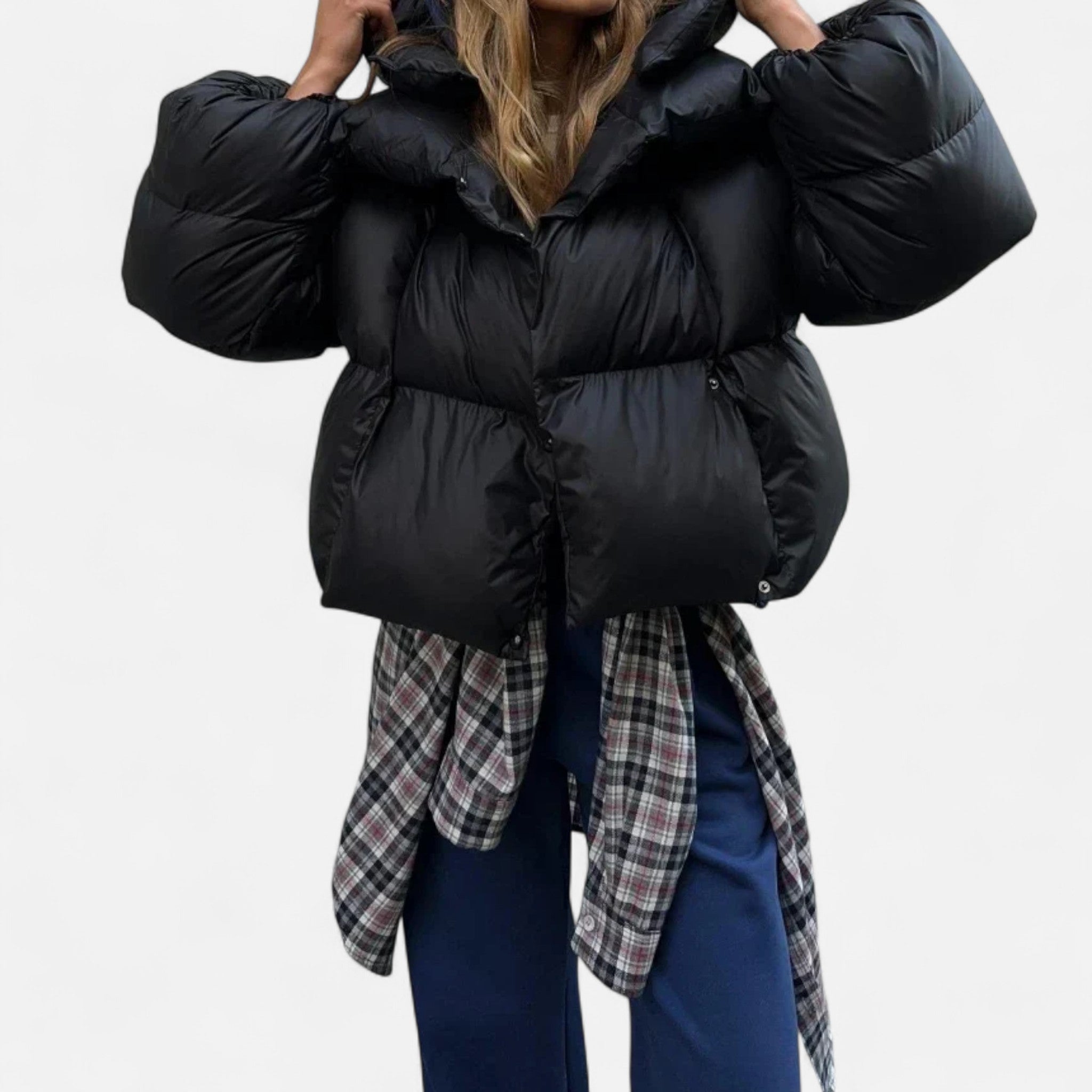 Ancienne Monde | Casaco de penas feminino oversize elegante para inverno