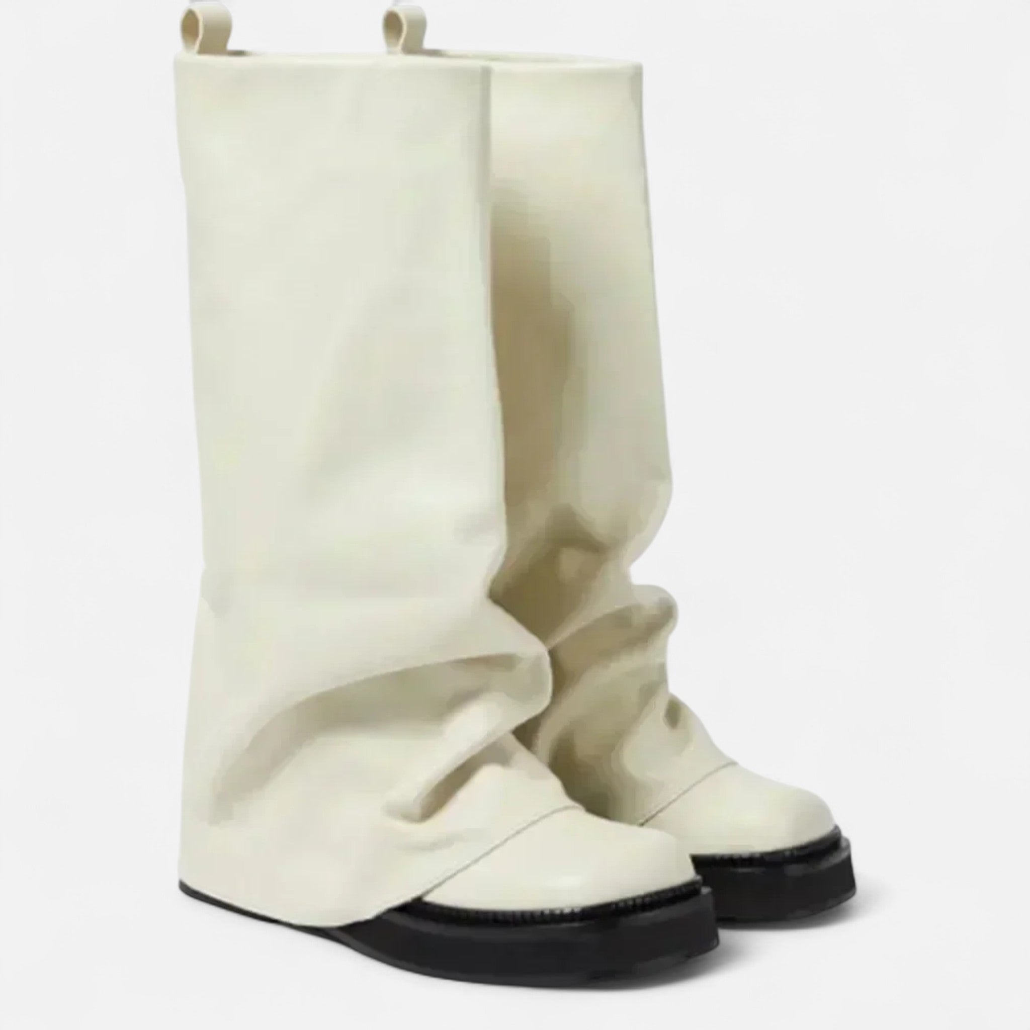 Ancienne Monde | Bottes Hautes Femme Plissées Semelle Épaisse