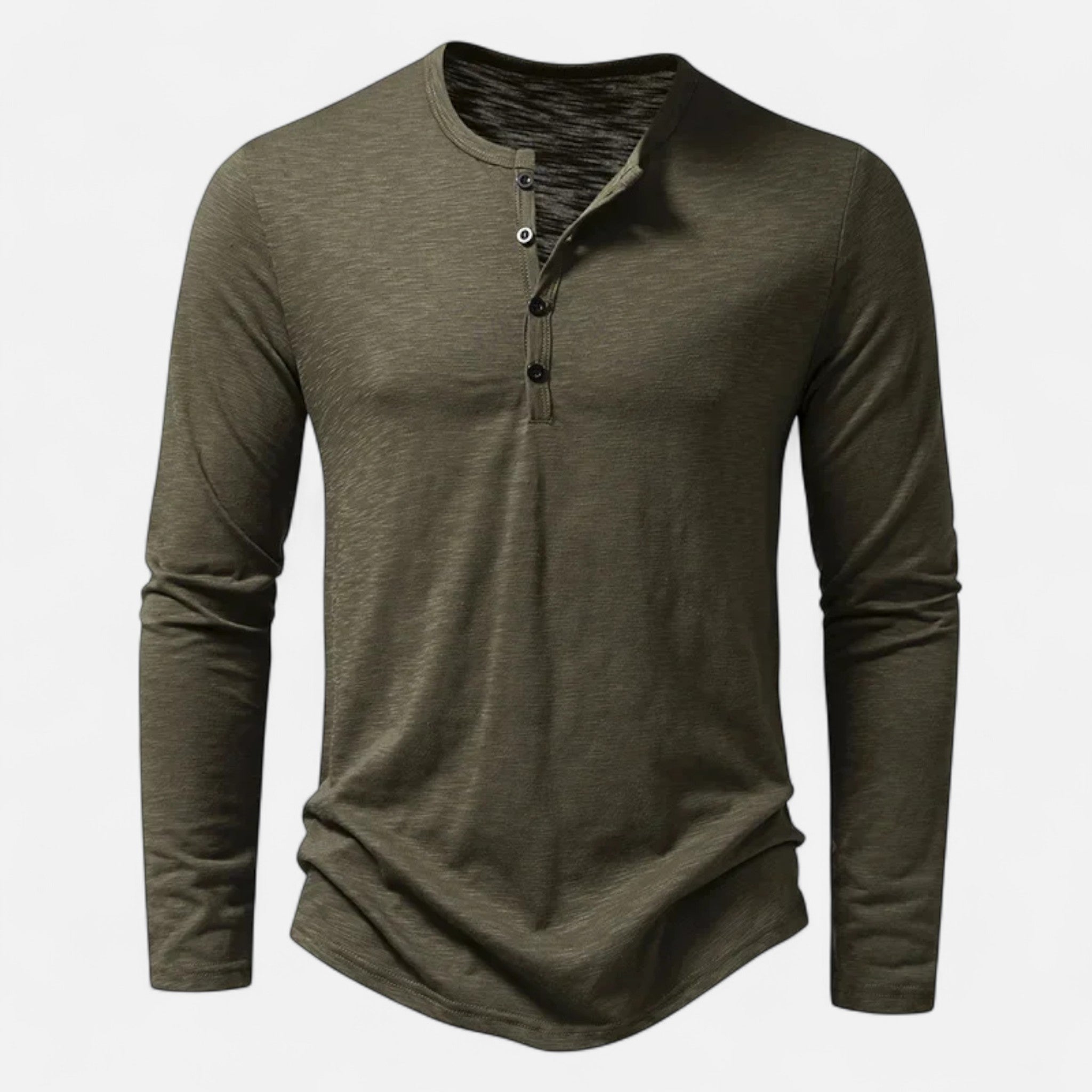 Ancienne Monde | Henley Homem Mangas Compridas Algodão Slim Fit