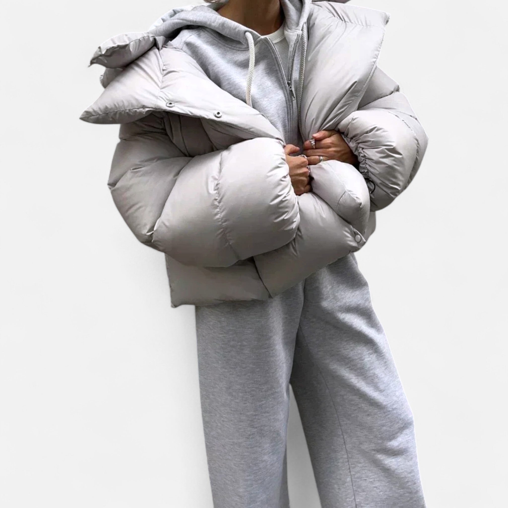 Ancienne Monde | Casaco de penas feminino oversize elegante para inverno