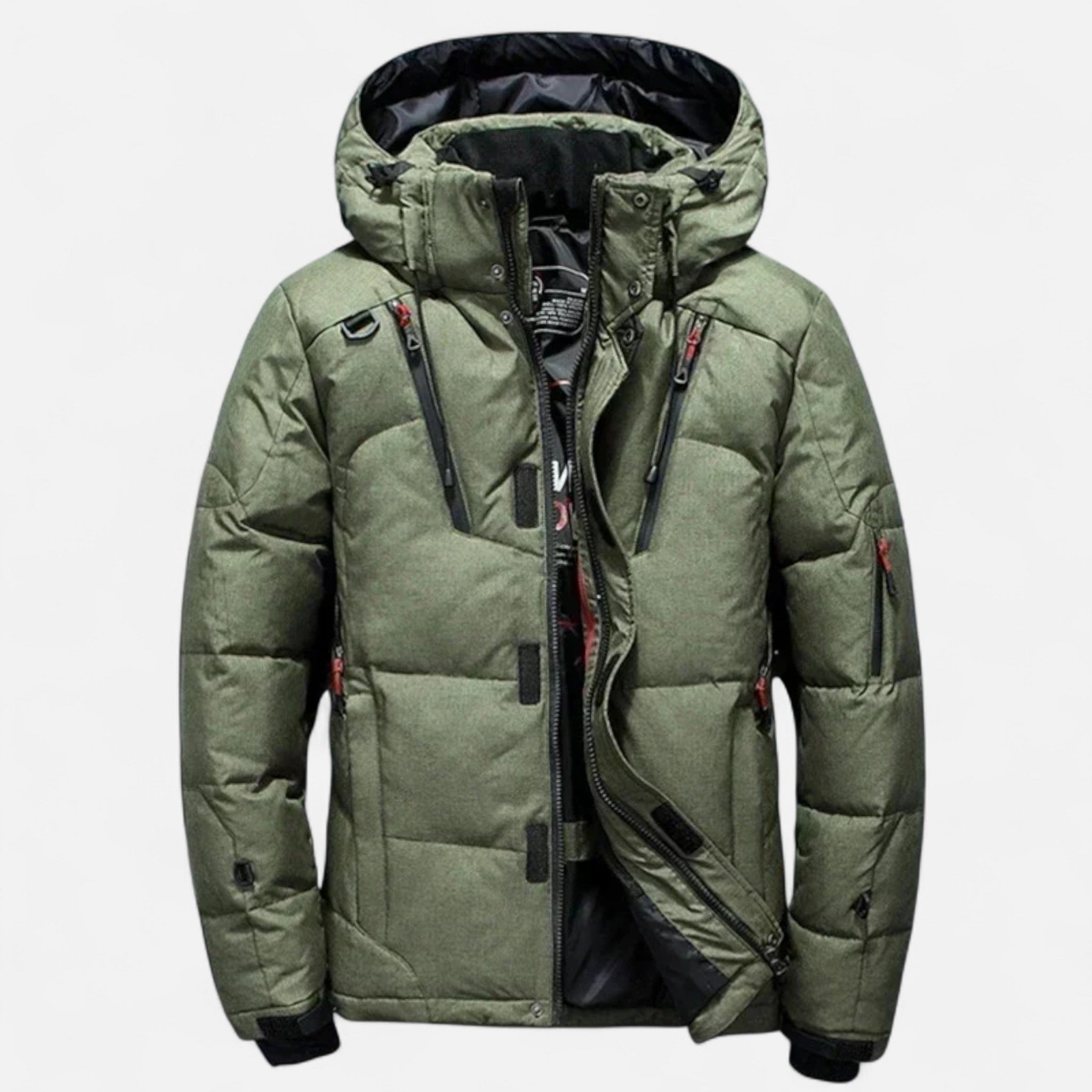 Ancienne Monde | Casaco de penas masculino de inverno com capuz elegante