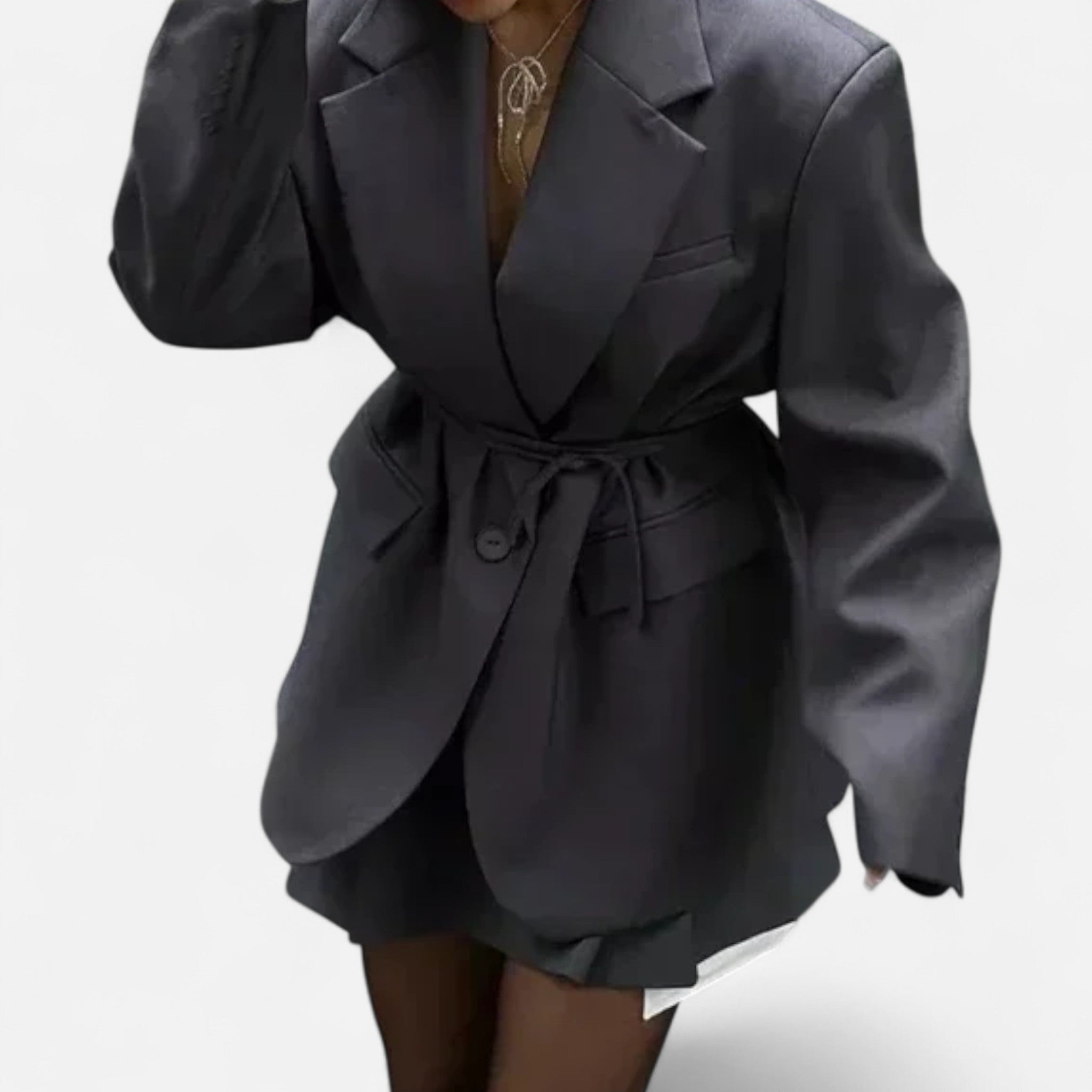 Ancienne Monde | Blazer Femme Ceinturé Coupe Ample