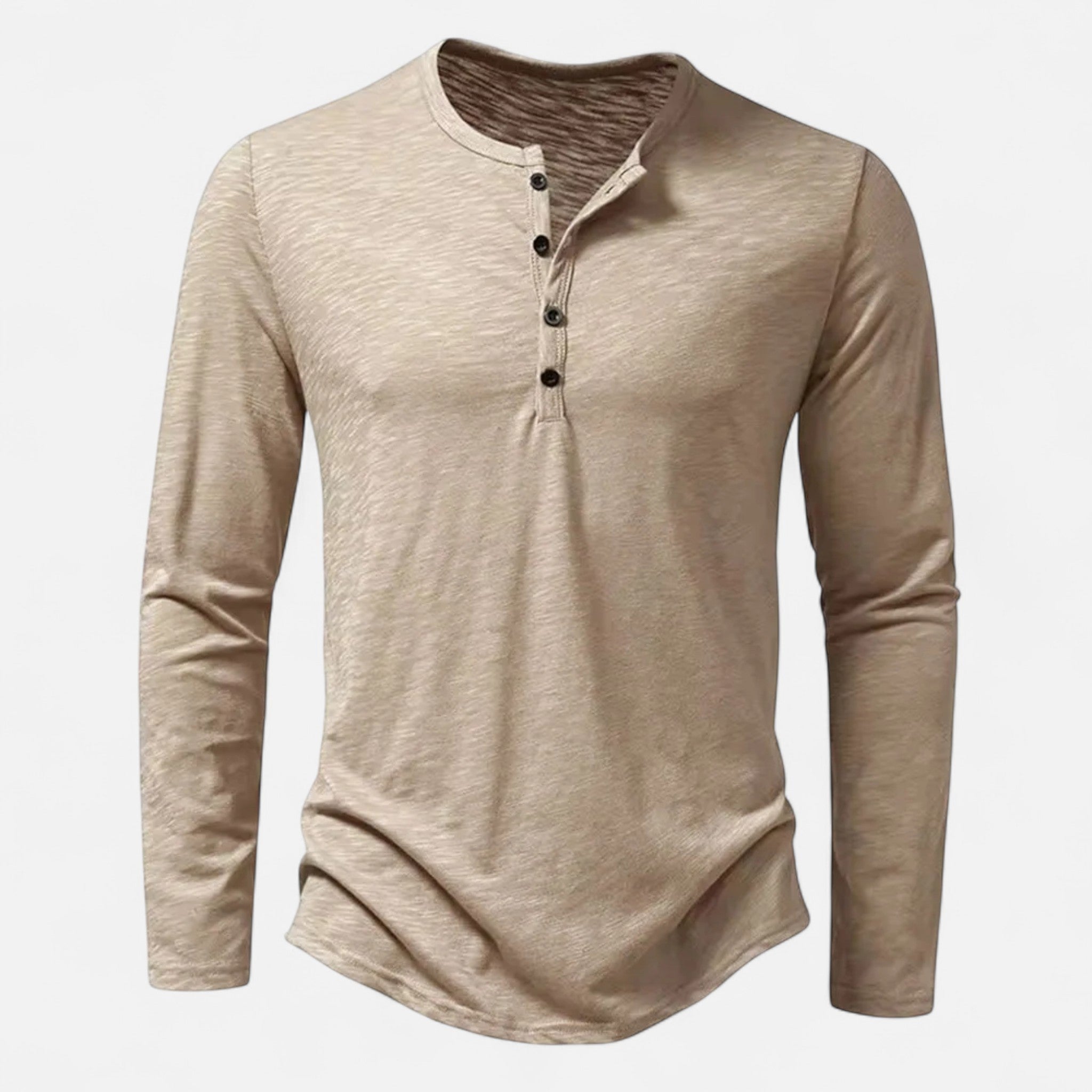 Ancienne Monde | Henley Homem Mangas Compridas Algodão Slim Fit