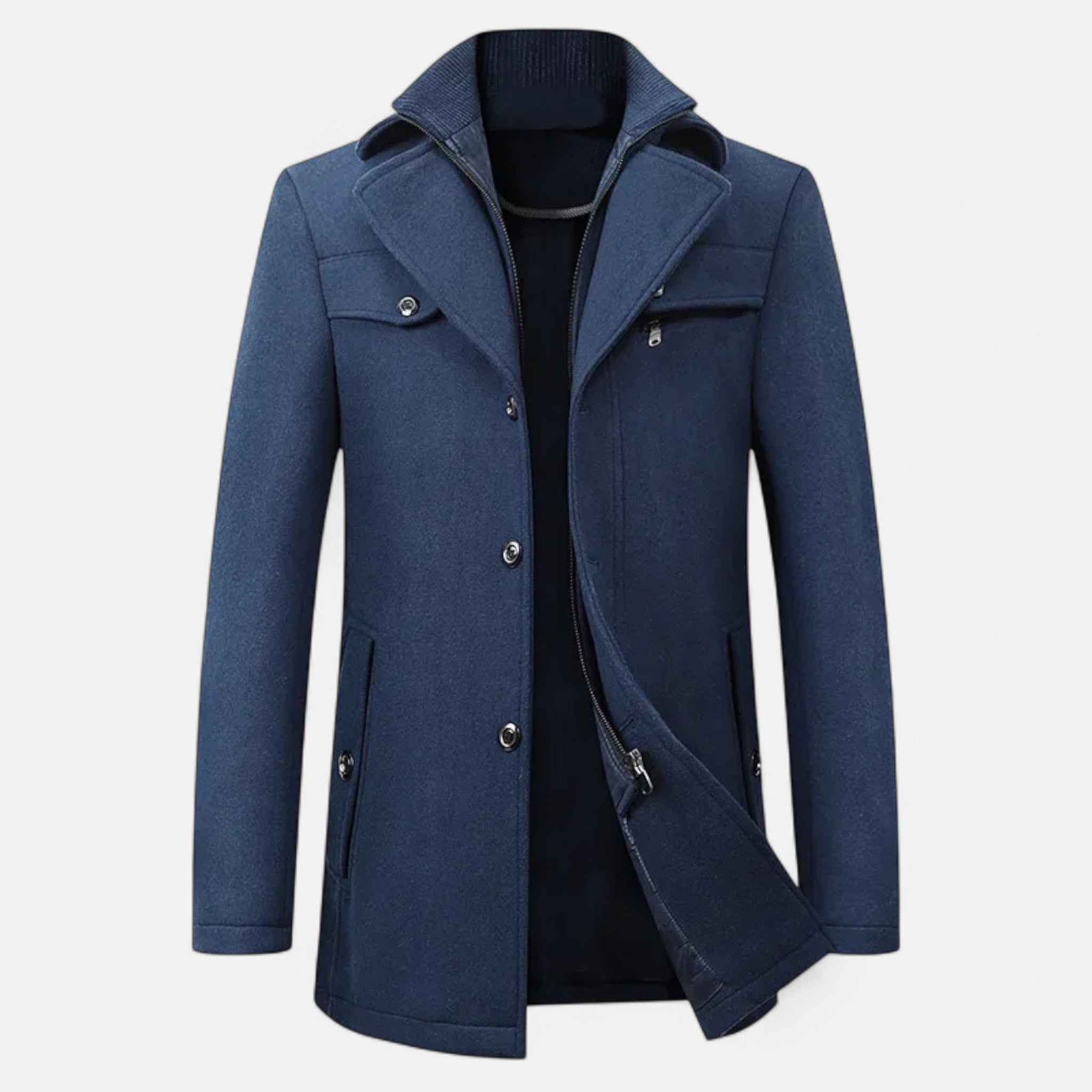 Ancienne Monde | Trench Homme Laine Col Double Zippé