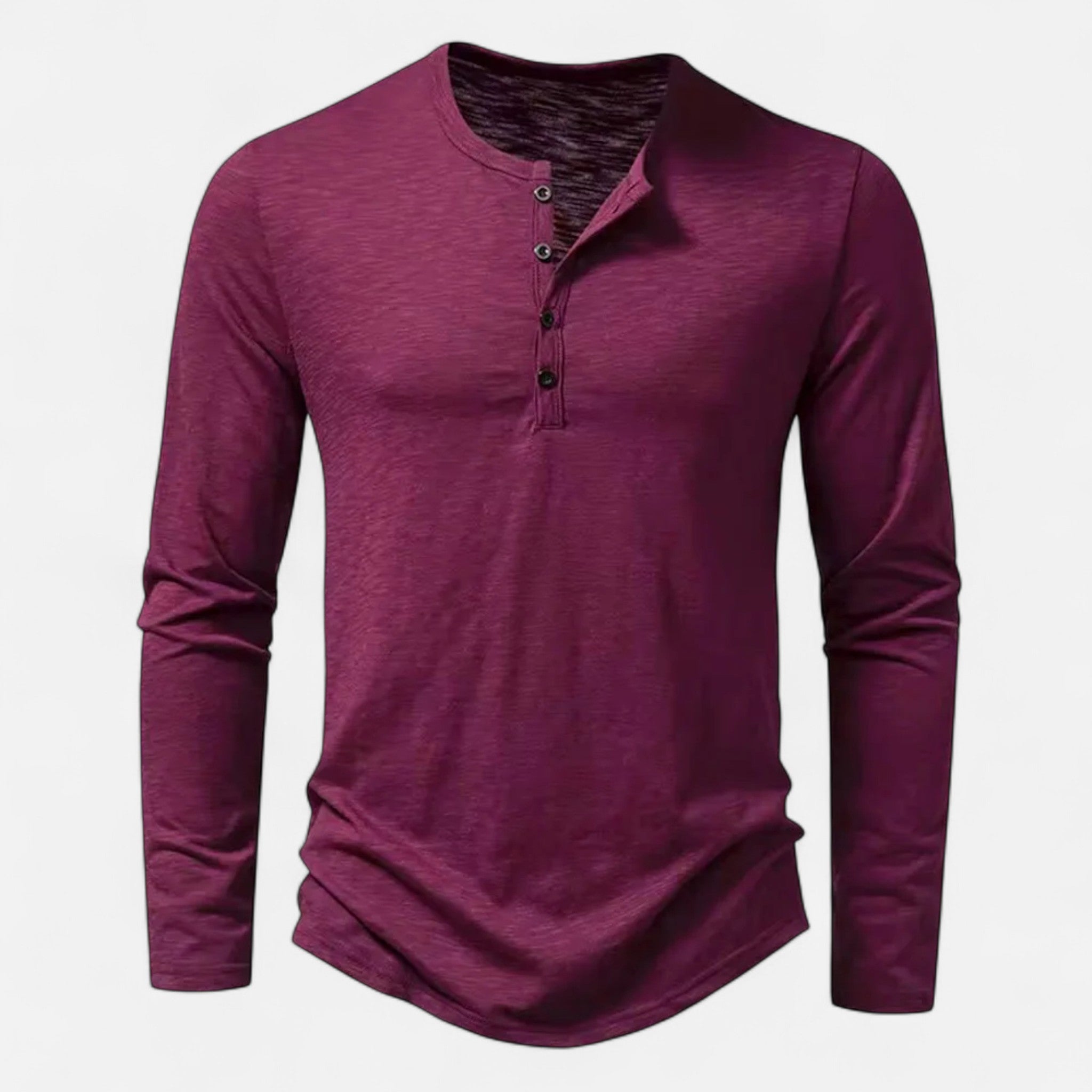 Ancienne Monde | Henley Homem Mangas Compridas Algodão Slim Fit