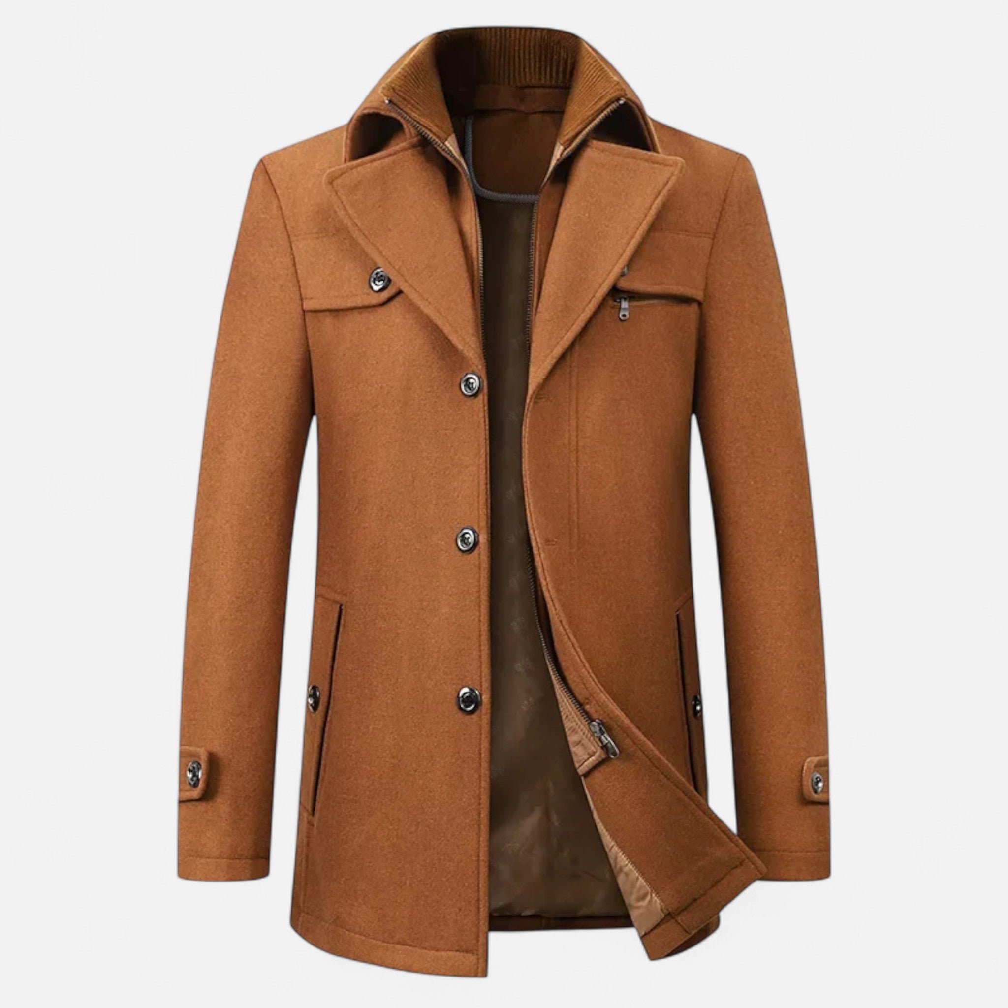 Ancienne Monde | Trench Homme Laine Col Double Zippé