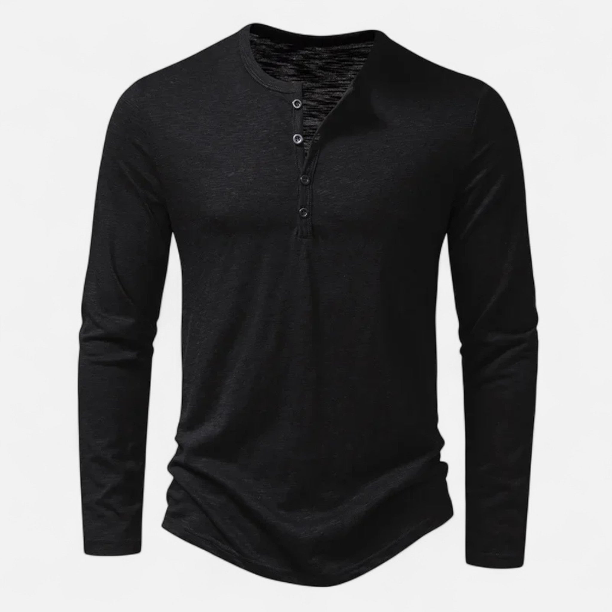 Ancienne Monde | Henley Homem Mangas Compridas Algodão Slim Fit