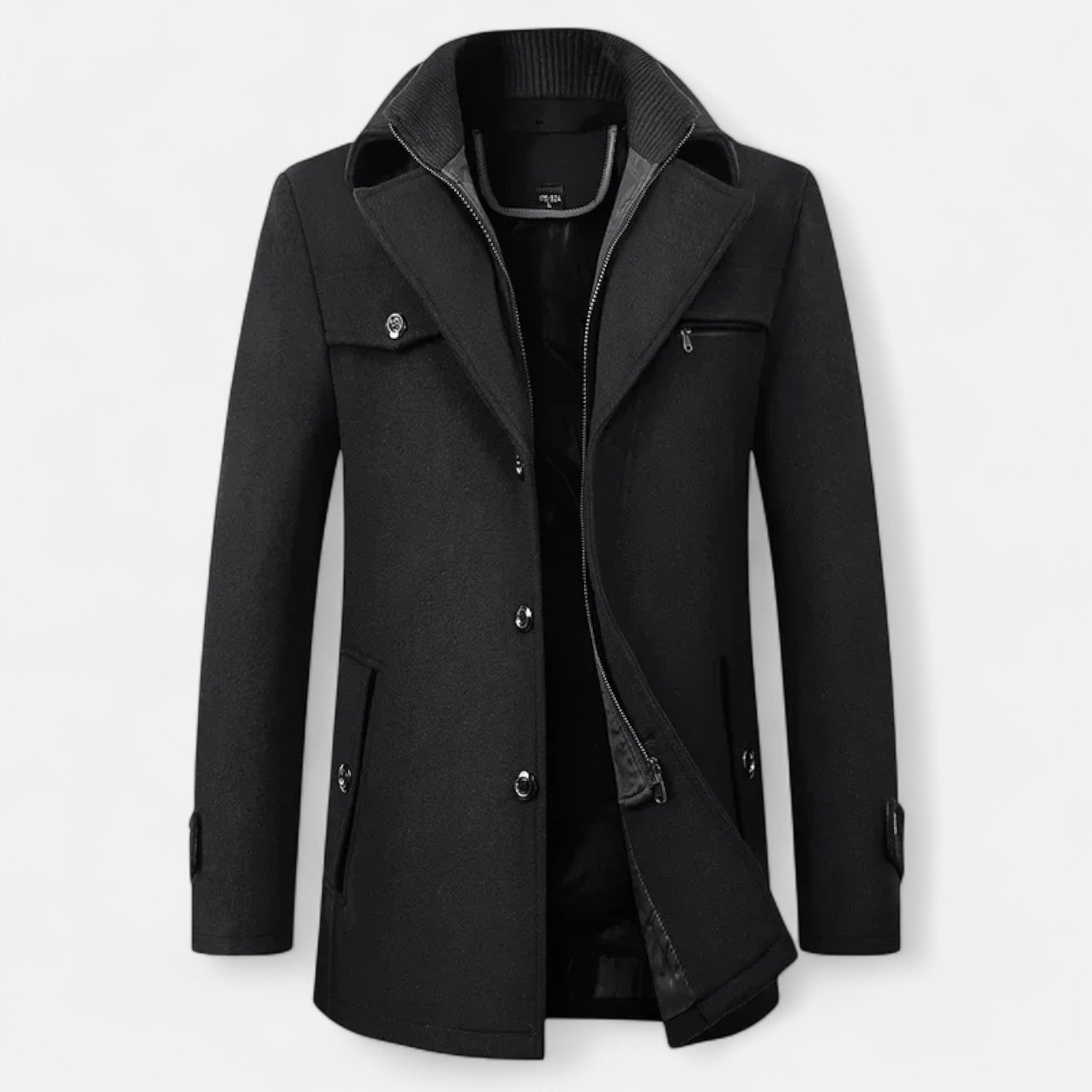 Ancienne Monde | Trench Homme Laine Col Double Zippé