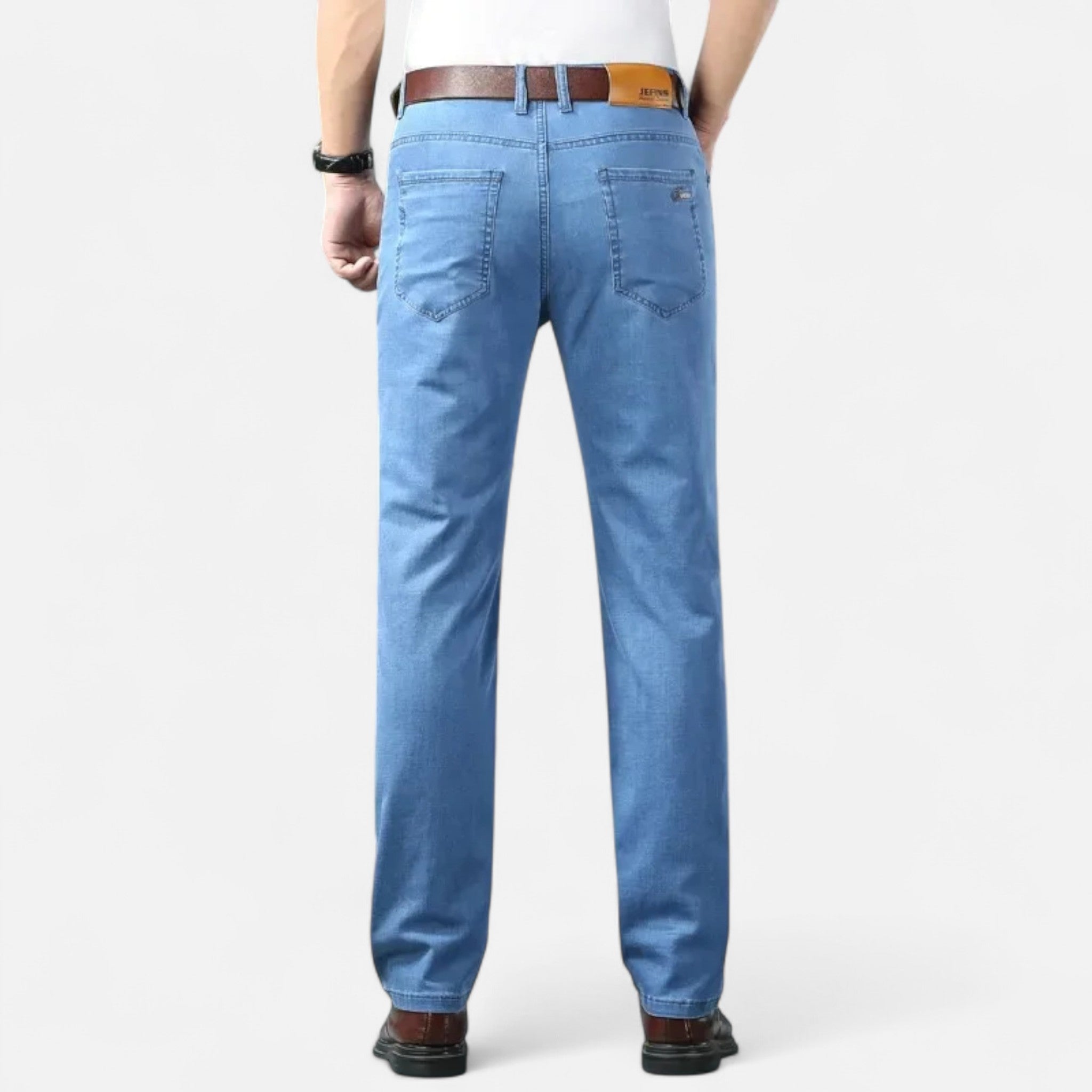 Ancienne Monde | Calças Direitas em Denim Leve