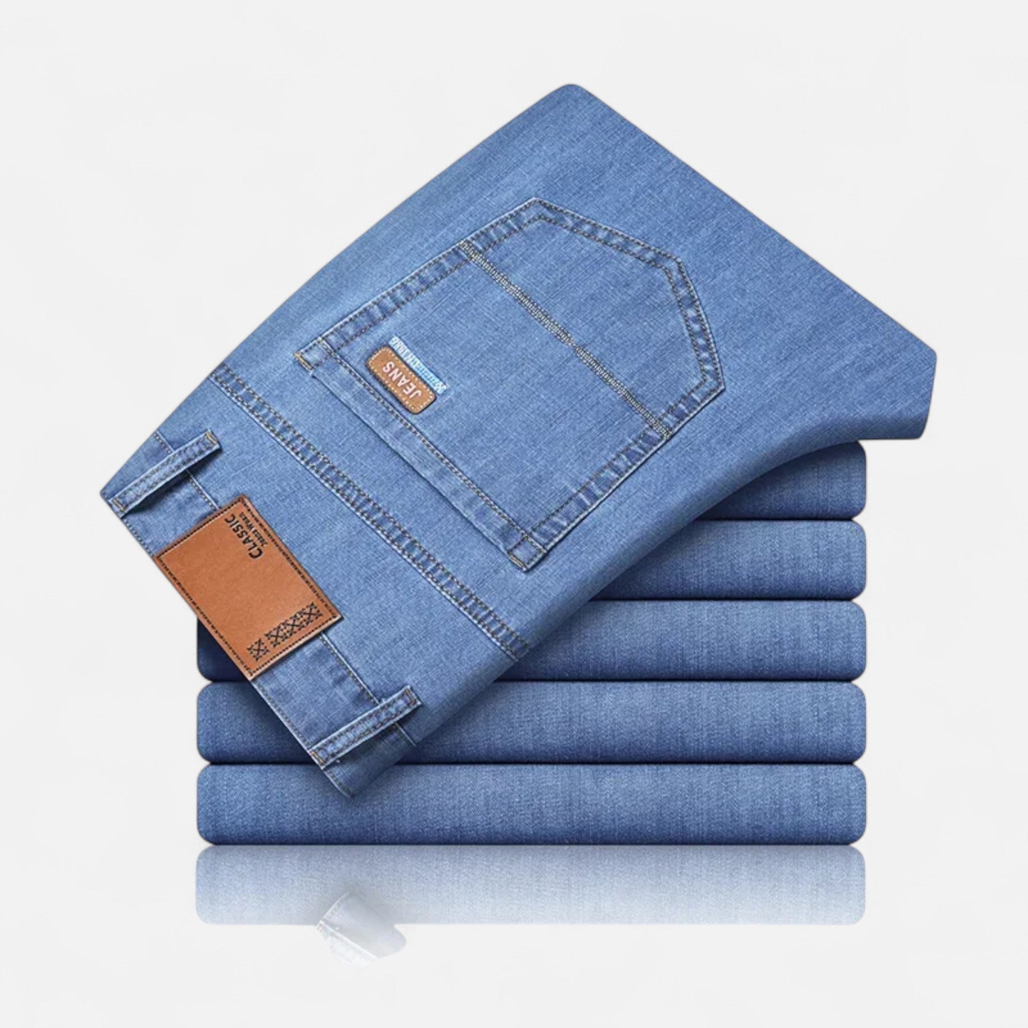 Ancienne Monde | Calças Direitas em Denim Leve