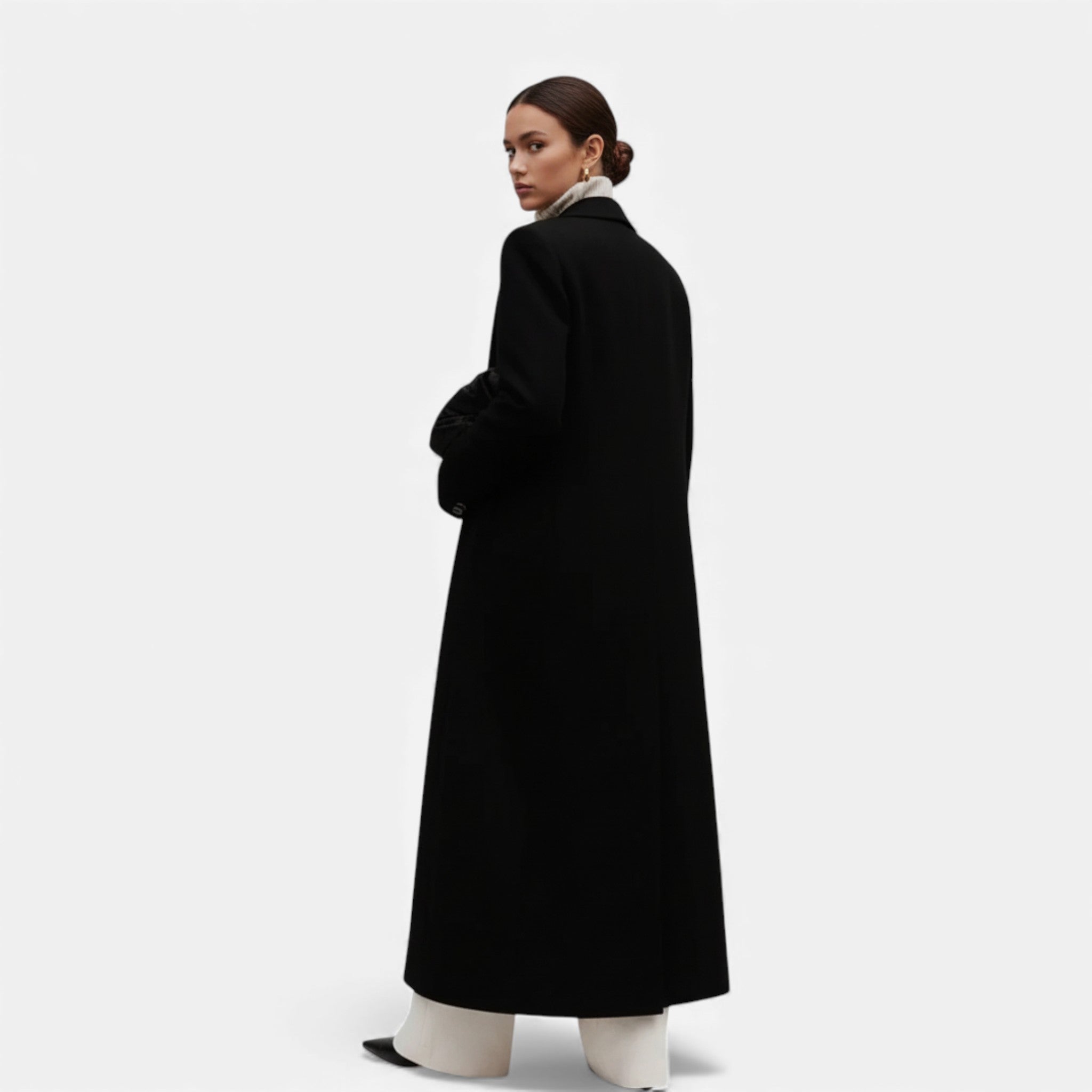Ancient World | Long Women's Coat Black Fitted