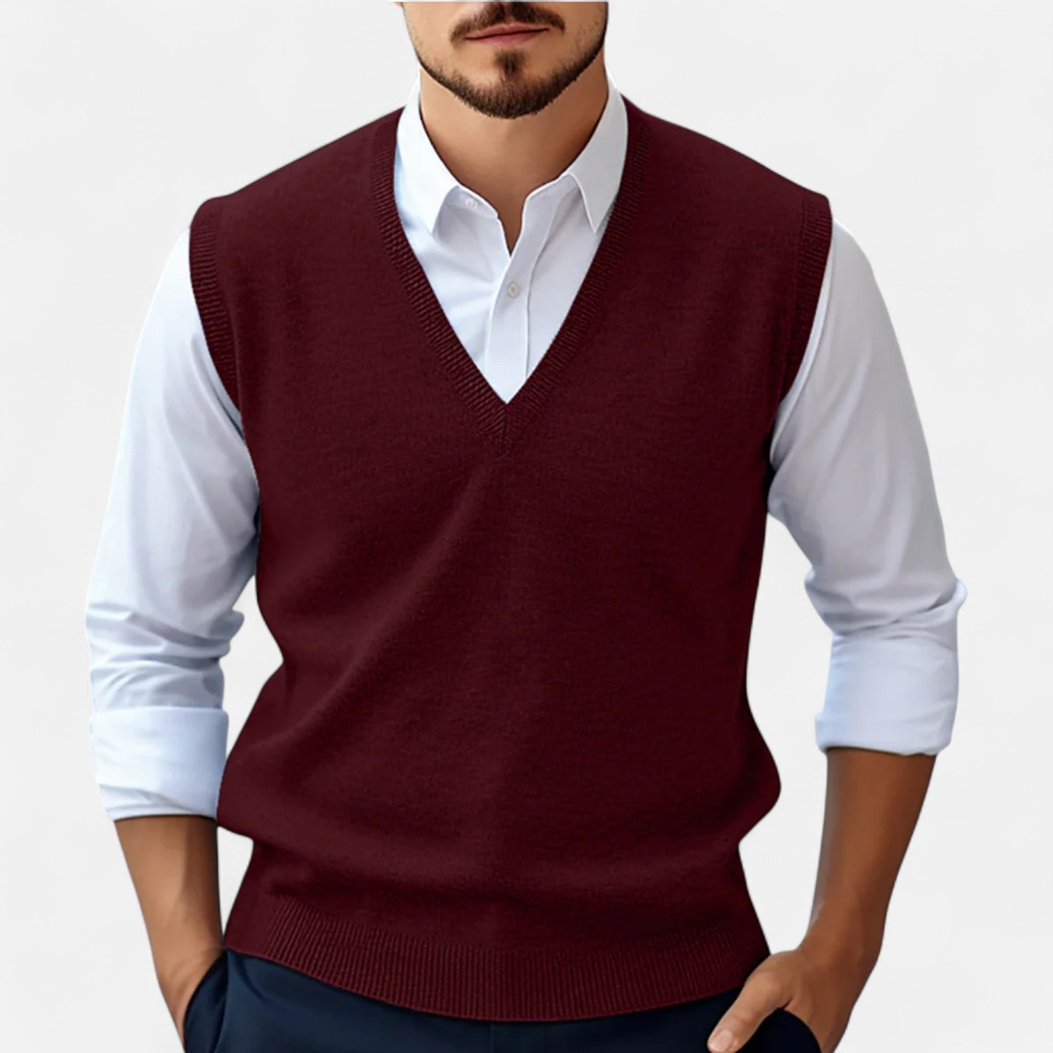 Ancienne Monde | Pull Sans Manches à Col V pour Homme