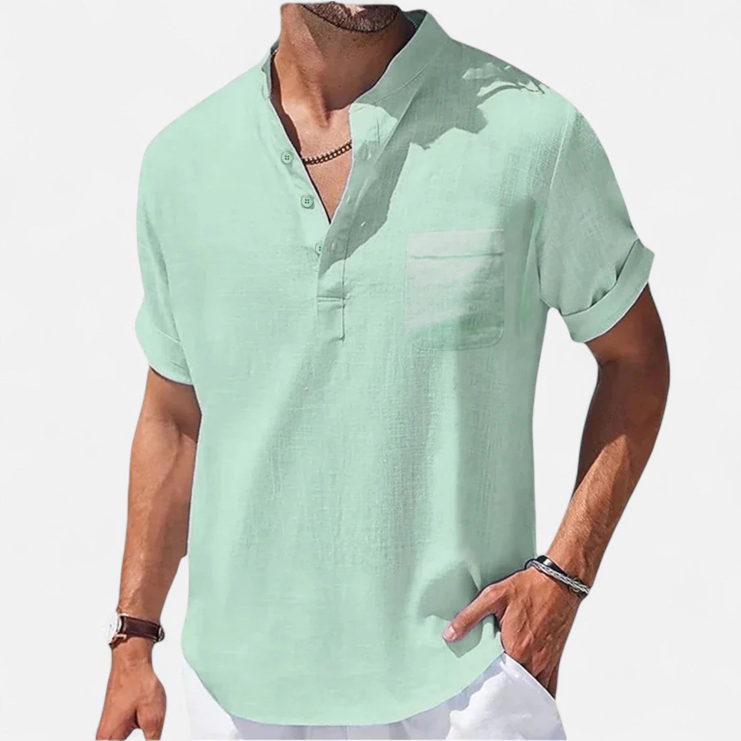 Ancienne Monde | Chemise Henley en Coton-Lin pour Homme – Essentiel Estival Aéré