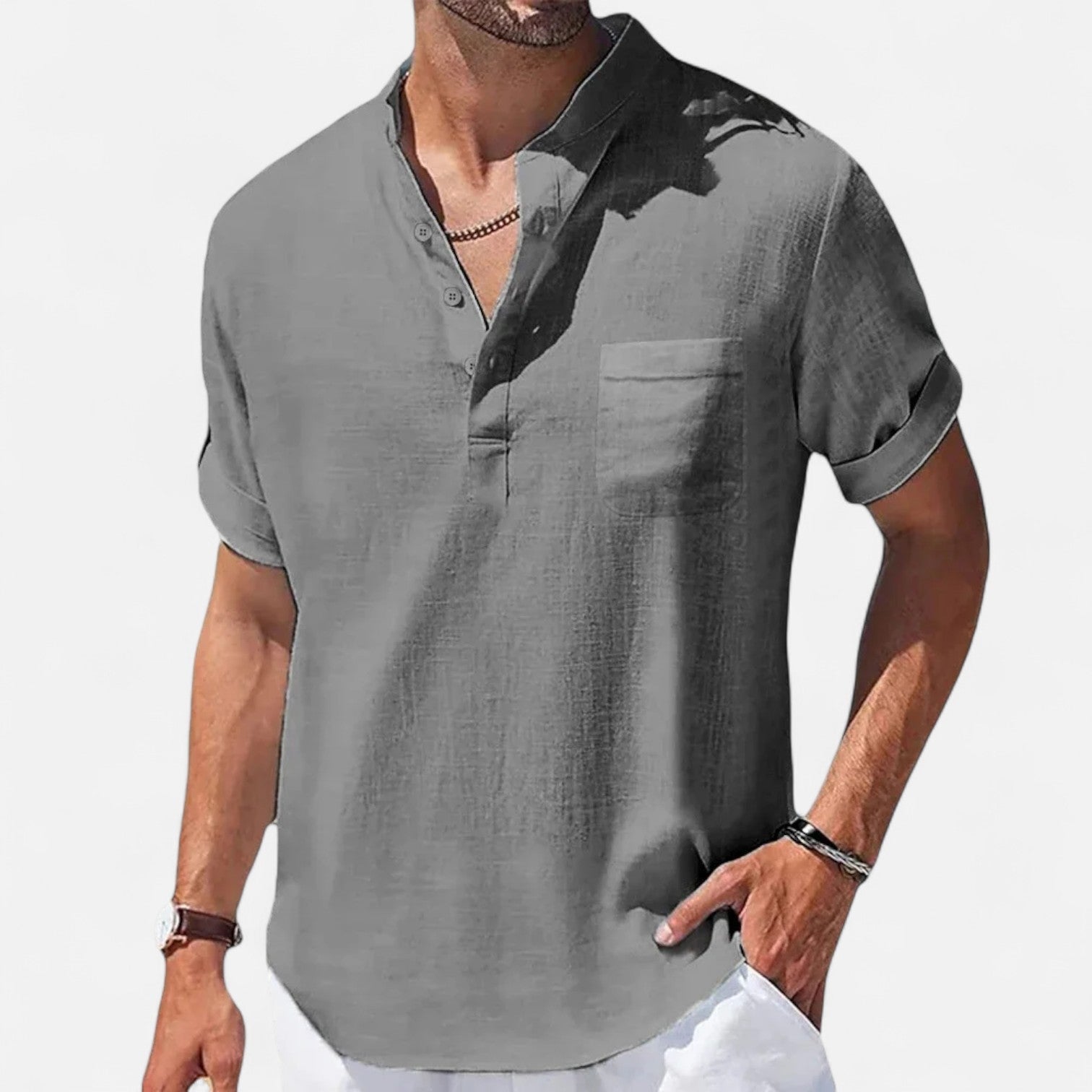 Ancienne Monde | Chemise Henley en Coton-Lin pour Homme – Essentiel Estival Aéré