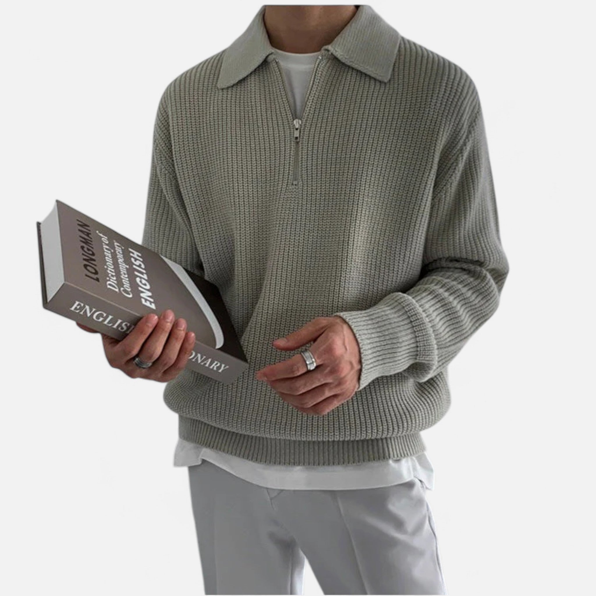 Ancienne Monde | Pull Homme Demi-Zip Vintage Maille Premium