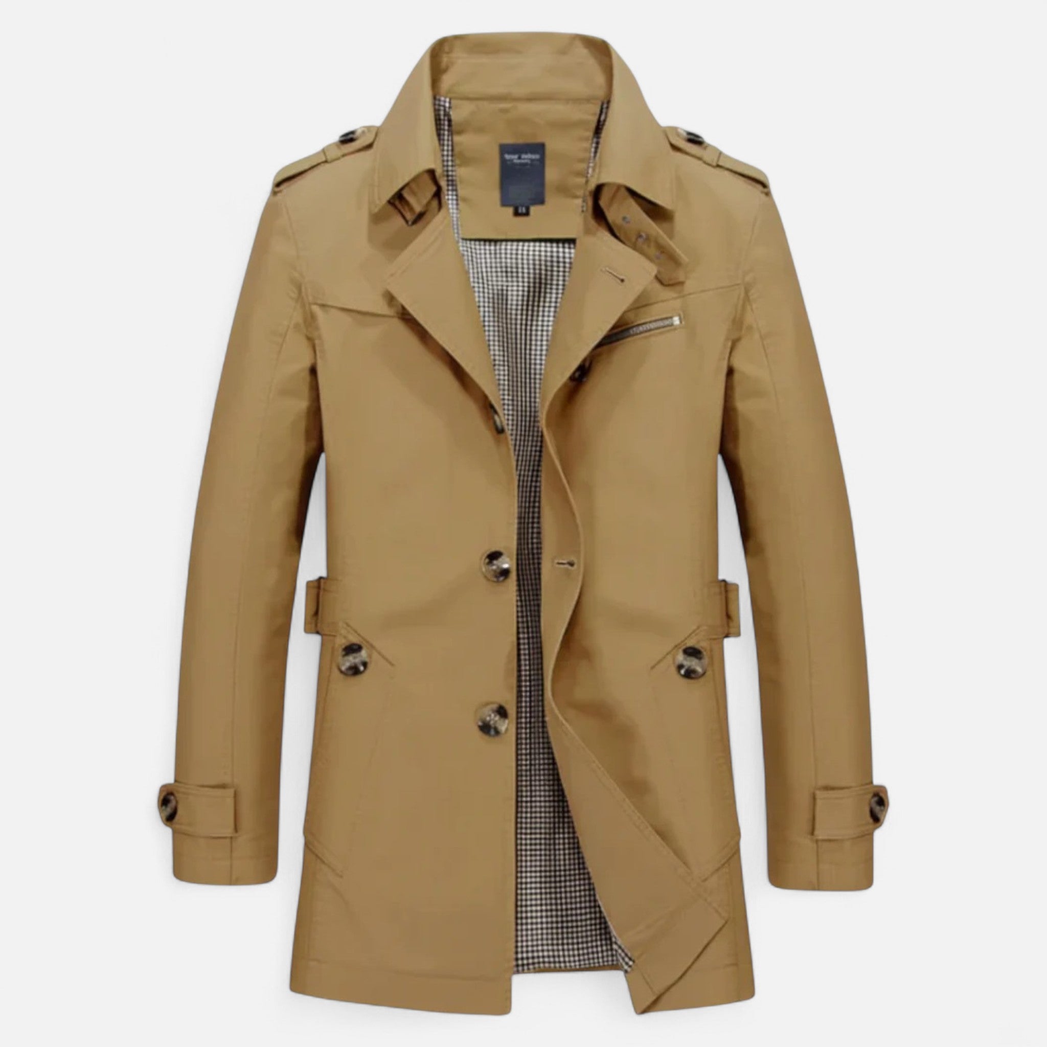 Ancienne Monde | Trench Coat Homme Long à Simple Boutonnage