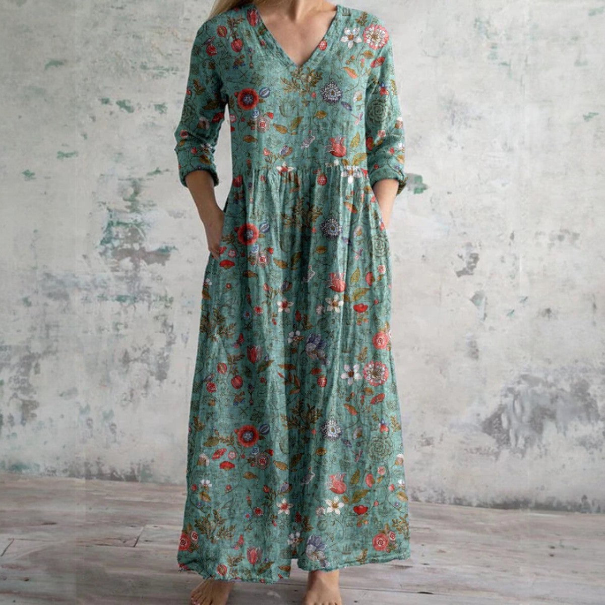 Maxi Robe Fleurie en Lin