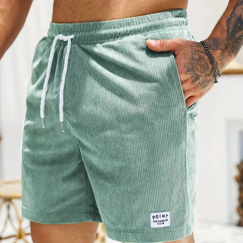 Men's velvet high shorts — casual summer clothing with drawstring