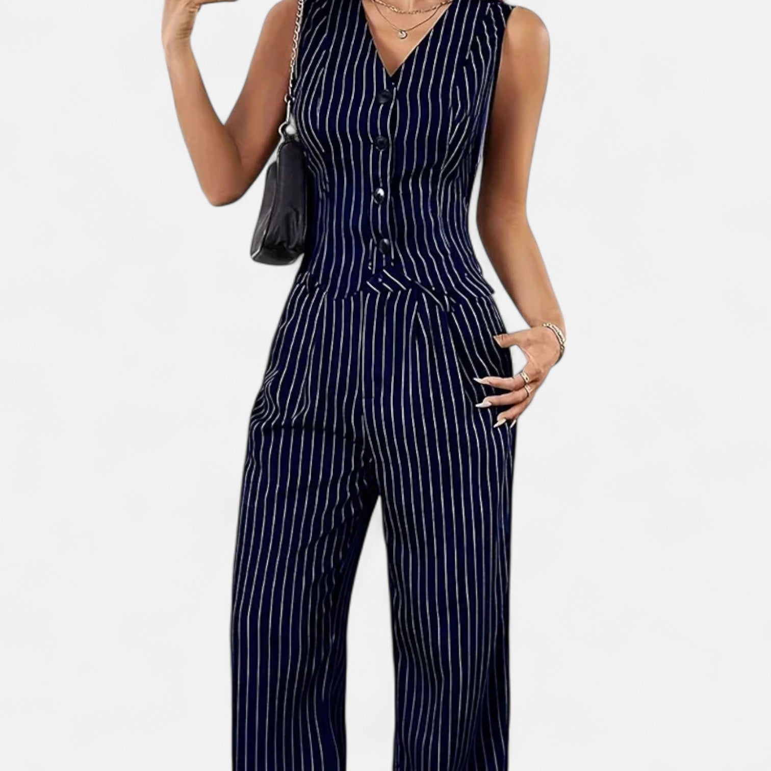 Ancienne Monde | Ensemble Deux Pièces Rayé pour Femme – Coordination Sans Effort