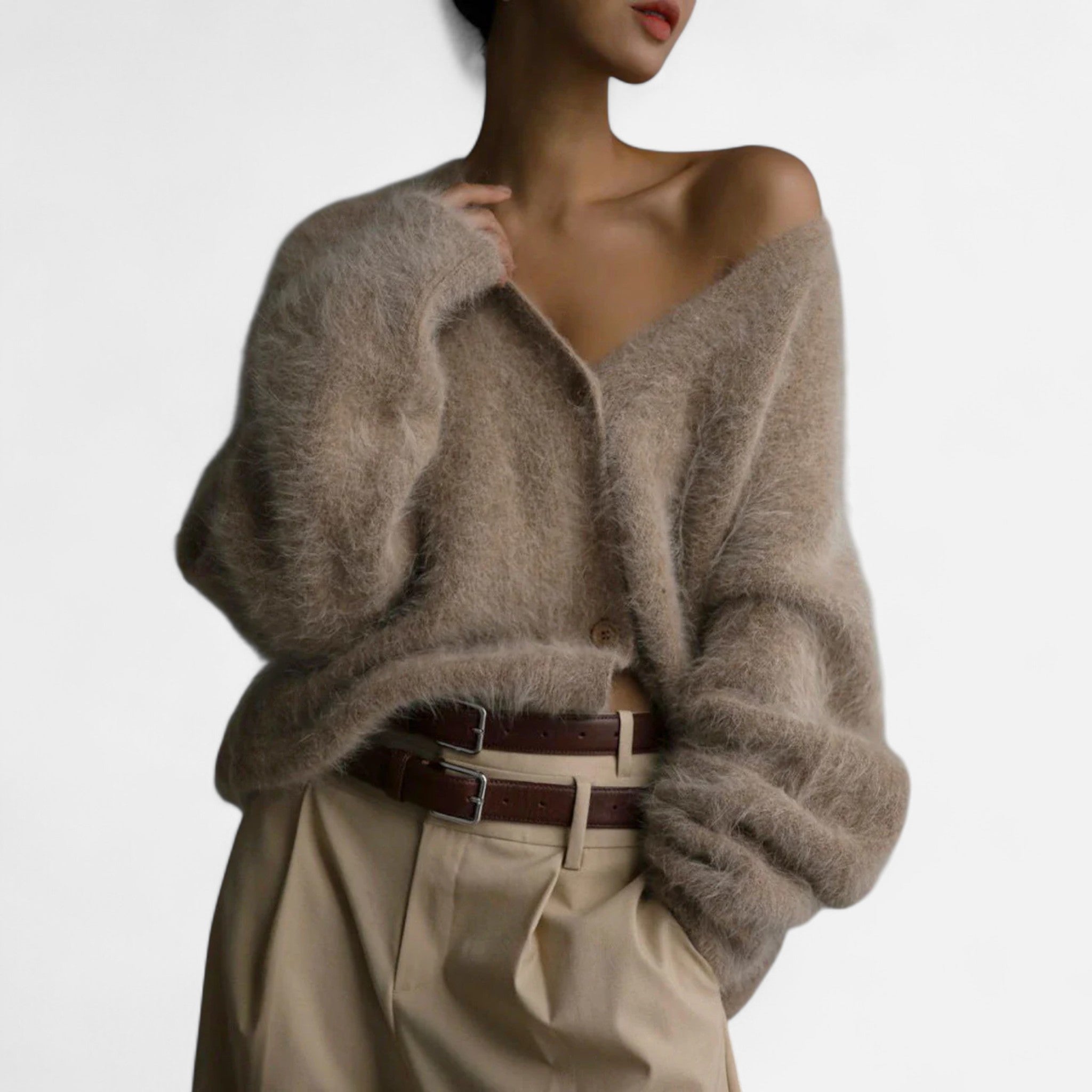 Ancienne Monde | Cardigan Femme en Maille Douce Col V Classique