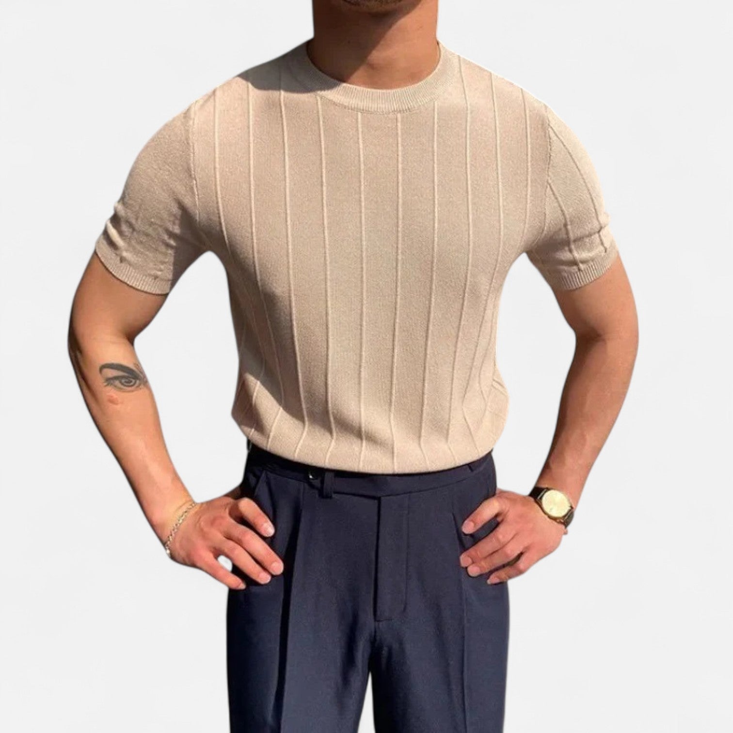 Ancienne Monde | Polo Estival à Manches Courtes pour Homme – Luxe Silencieux et Esthétique Intemporelle "Old Money"
