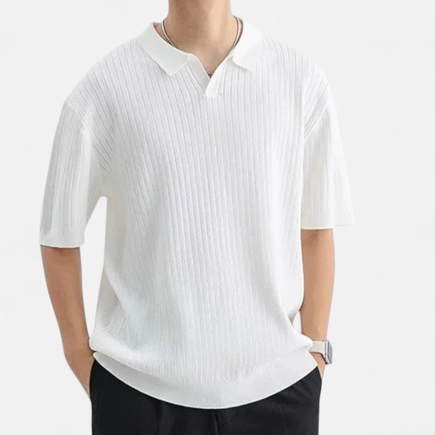 Ancienne Monde | Polo en Soie pour Homme – Manches Courtes Respirantes pour une Élégance Estivale
