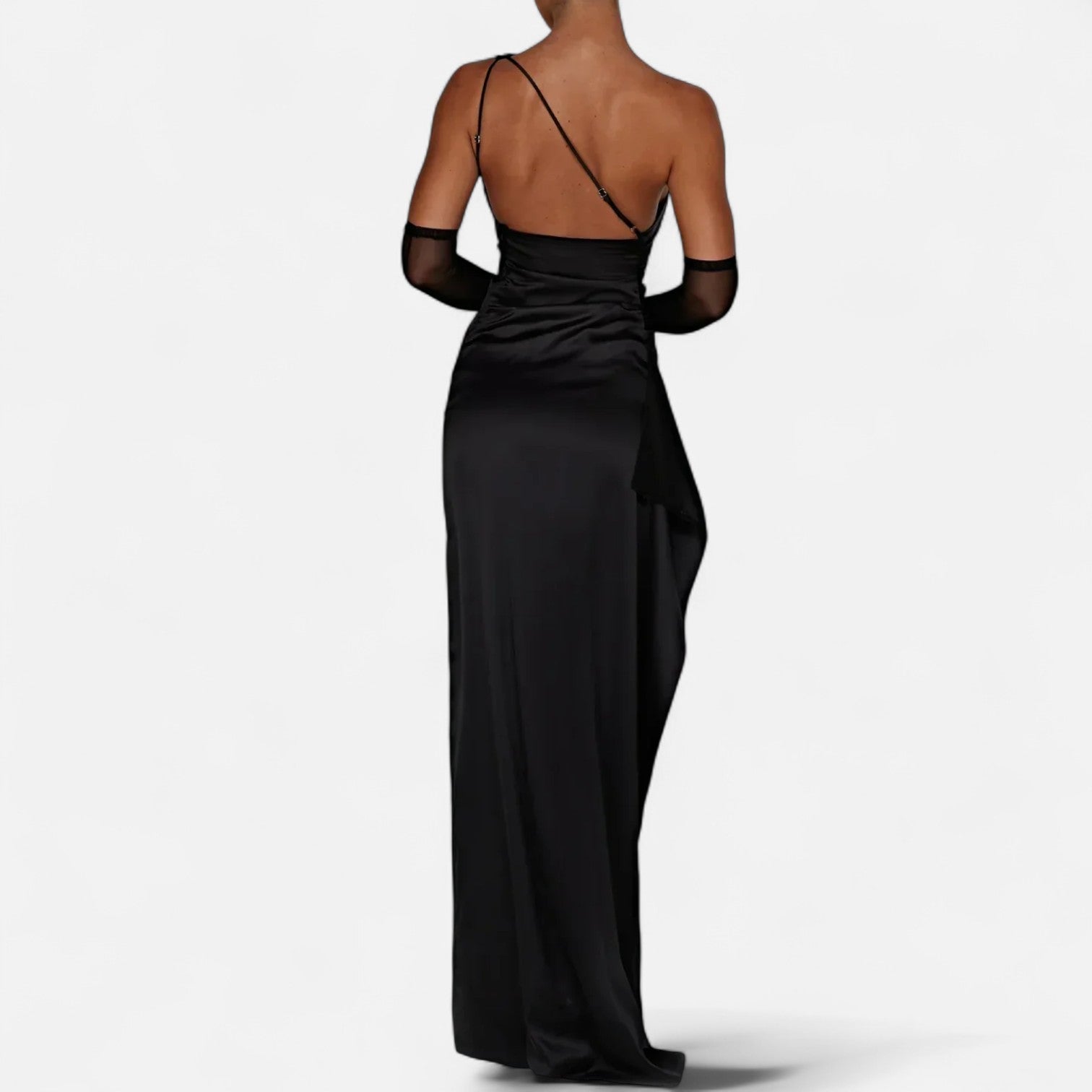 Ancienne Monde | Robe Longue Asymétrique pour Femme – Silhouette Sculpturale, Mouvement Naturel