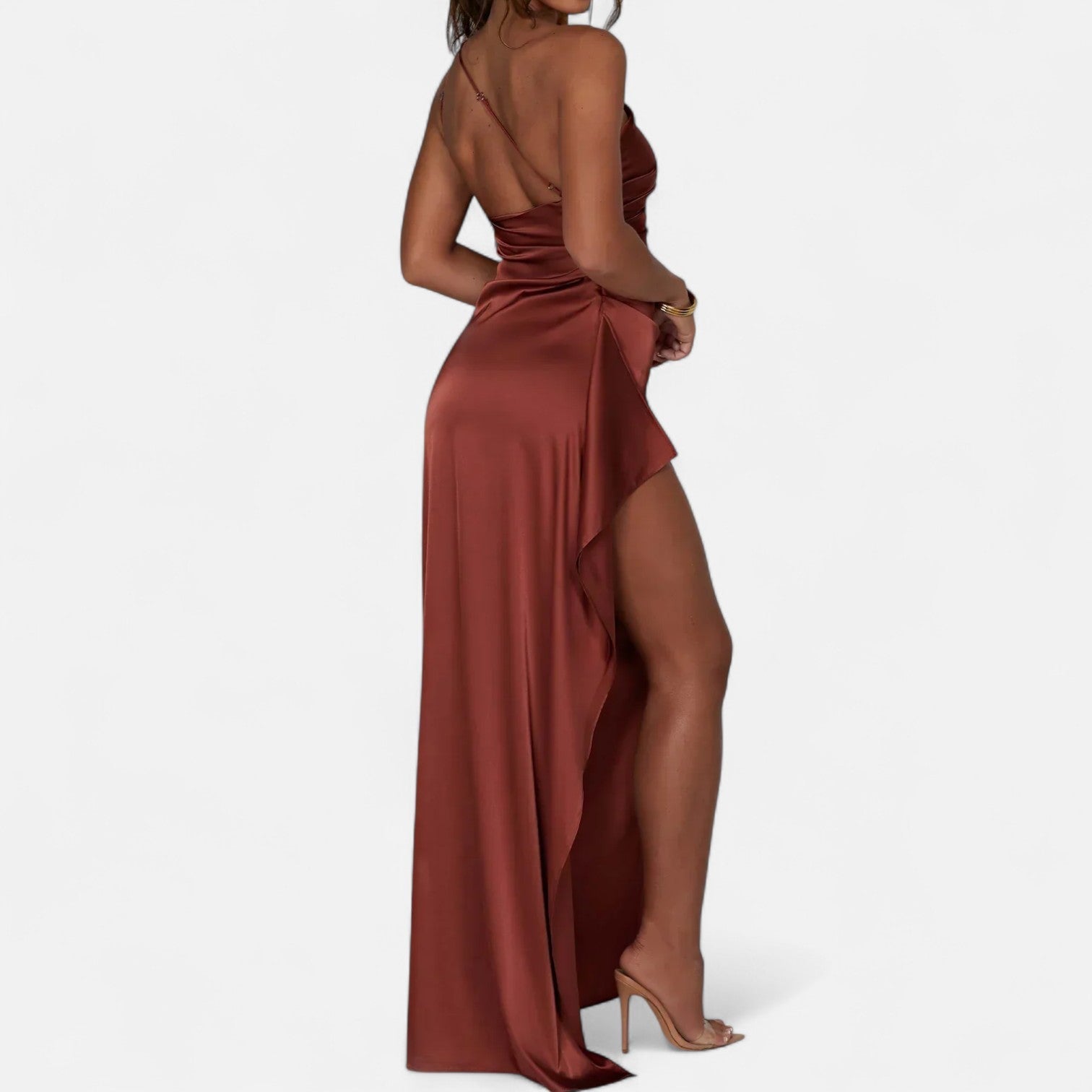 Ancienne Monde | Robe Longue Asymétrique pour Femme – Silhouette Sculpturale, Mouvement Naturel