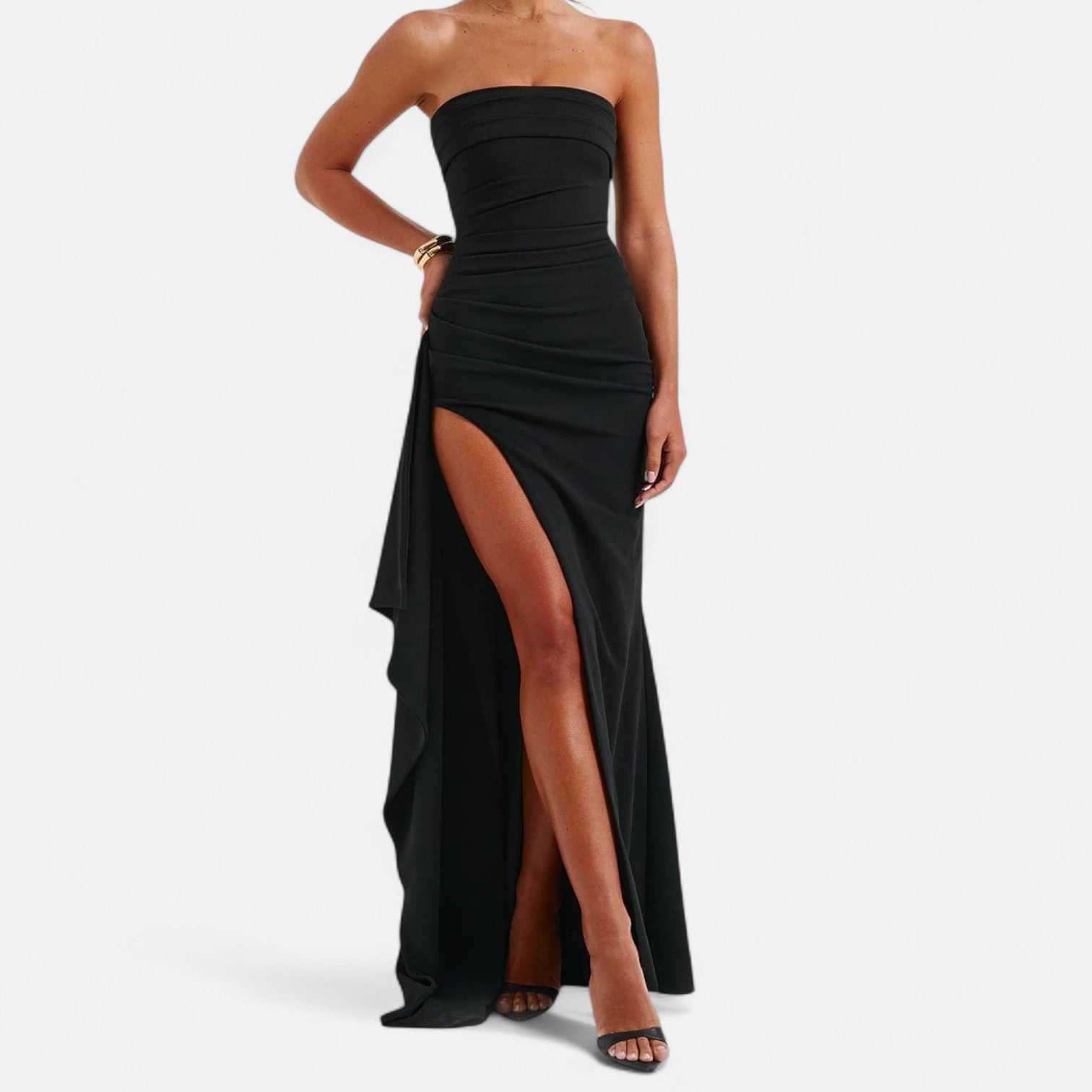Ancienne Monde | Robe Bustier à Fente Haute pour Femme – Élégance Audacieuse, Glamour Contemporain du Soir